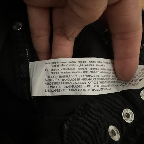 Zara Girls Jeans Wide Leg Exposed Buttons Black Washed Sz 9 - Picture 5 of 6